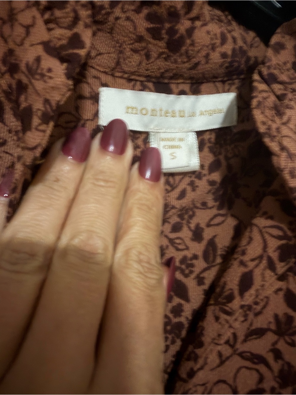 Monteau Women’s Brown Floral Tiered Ruffle Mini Dress Size Small - Picture 4 of 4